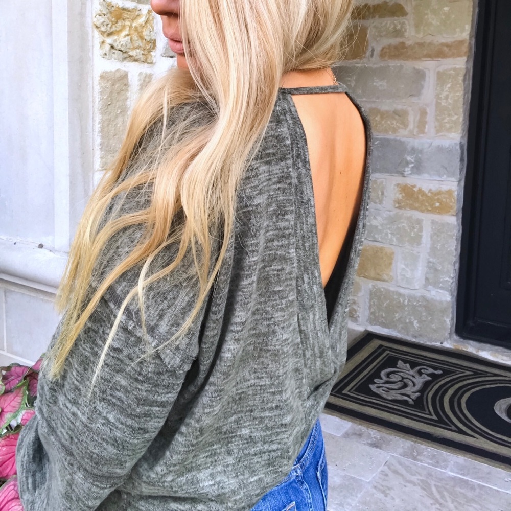 LAST ONE! olive green open back top Small